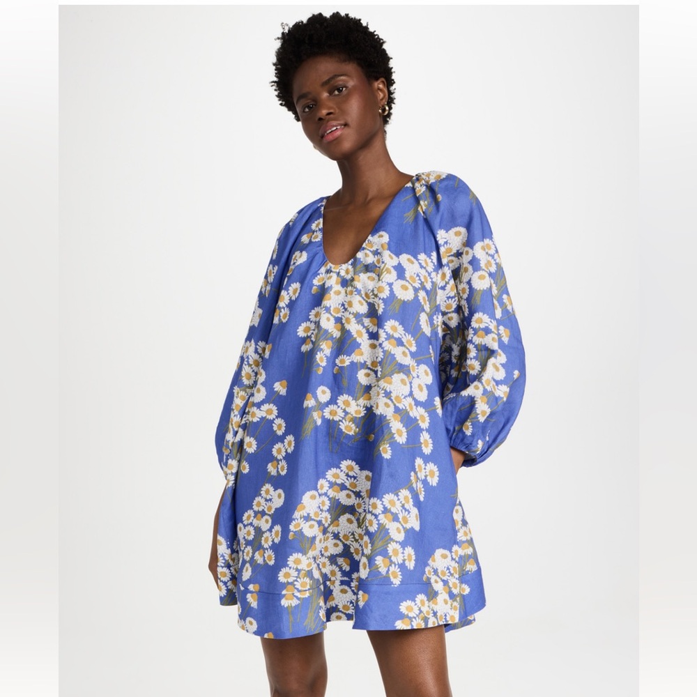 Bernadette Georgette Mini Dress in Chamomillefield Blue
